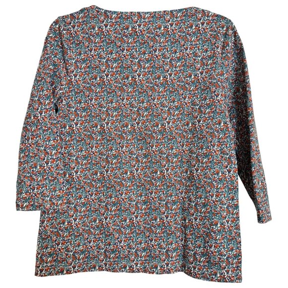 Croft & Barrow Floral Print Size Small 3/4 Sleeve Knit Top EUC Boat Neck - Picture 2 of 7